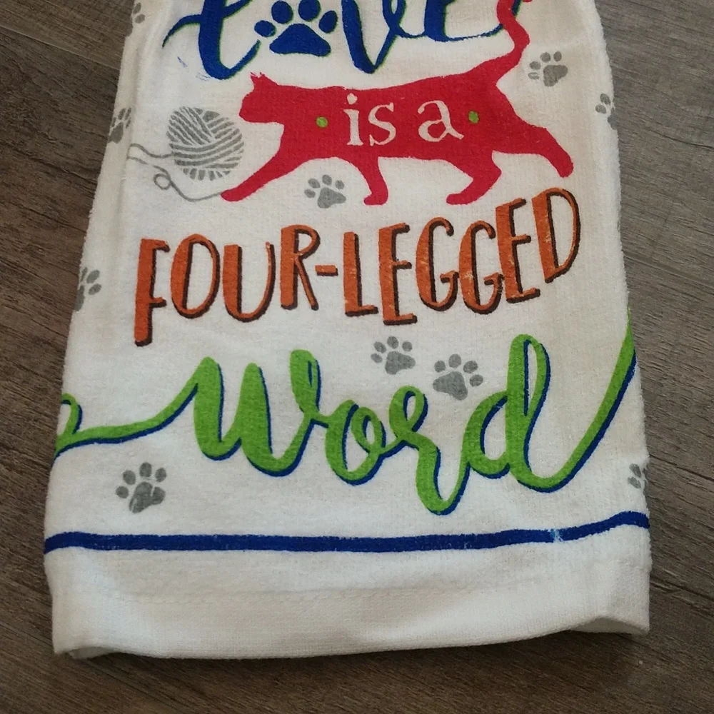 Homemade Crochet Decorative Towel Cat‎ Love is a Four Legged Word